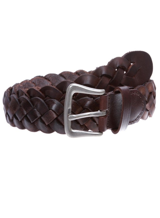 Beltiscool Women's 1 1/8" Braided Woven Skinny Narrow Leather Belt, Dark Brown | S/M - 32" - Image 3